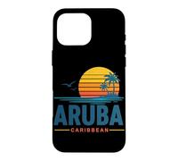 Custodia per iPhone 16 Pro Max Aruba Caraibi Retro Tramonto Vacanza