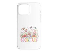 Custodia per iPhone 16 Pro Max Assistente amministratore della macchina da scrivere floreale segretaria