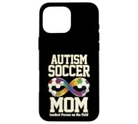 Custodia per iPhone 16 Pro Max Autismo Calcio Mamma Più Forte Persona Sul Campo Simbolo Infinito