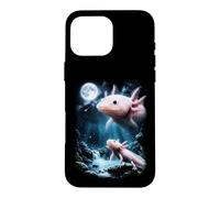 Custodia per iPhone 16 Pro Max Axolotl Ululando alla Luna 90's Retro