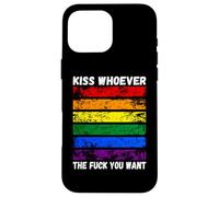 Custodia per iPhone 16 Pro Max bacia chi vuoi Bandiera arcobaleno LGBTQI