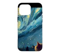 Custodia per iPhone 16 Pro Max Baffi e notti stellate: gatto nel dipinto di Van Gogh