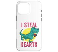Custodia per iPhone 16 Pro Max Bambini I Steal Hearts Ragazzi Trex Dino San Valentino Bambino