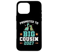 Custodia per iPhone 16 Pro Max Bambini promossi a Big Cousin 2027 Dinosaur New Baby Shower
