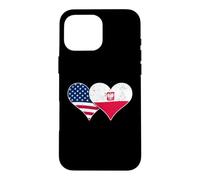 Custodia per iPhone 16 Pro Max Bandiere USA e Polonia - Cuori vintage americani e polacchi