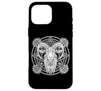 Custodia per iPhone 16 Pro Max Baphomet satanista, testa di metallo Halloween, satanismo