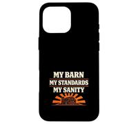 Custodia per iPhone 16 Pro Max Barn Rules Horse Barn Authority Humor Proprietario Trainer Confine