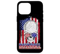 Custodia per iPhone 16 Pro Max Baseball American Flag Skull Sunglass Patriotic 4th July