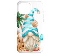 Custodia per iPhone 16 Pro Max Beach Lover With Flip Flops And Sand Castle Funny Gnome