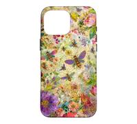 Custodia per iPhone 16 Pro Max Bees Boho Wildflowers foglie e vetro colorato floreale