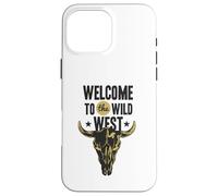 Custodia per iPhone 16 Pro Max Benvenuti al Wild West Bull Skull Vintage Western Logo