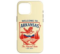 Custodia per iPhone 16 Pro Max Benvenuti in Arkansas Design Vintage per Amanti della Natura