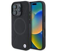 Custodia per iPhone 16 Pro Max BMW Hardcase in pelle MagSafe nera