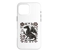 Custodia per iPhone 16 Pro Max Boho Drago Bere Caffè Folk Art Mitico Bestia