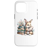 Custodia per iPhone 16 Pro Max Bookish Easter Bunny Reading Book Every Bunny Loves to Read