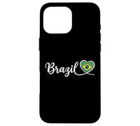 Custodia per iPhone 16 Pro Max Brasile, corsivo, scrittura, con, bandiera nazionale, cuore