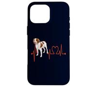 Custodia per iPhone 16 Pro Max Brittany Dog Heartbeat ECG I miei cani sono il mio cardio