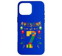 Custodia per iPhone 16 Pro Max Building Blocks Mattoni Impressionante a 7 Anni Compleanno Ragazzo