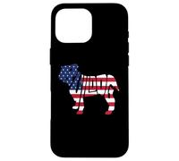 Custodia per iPhone 16 Pro Max Bulldog American Flag 4th of July Funny Dog Lover