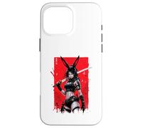 Custodia per iPhone 16 Pro Max Bunny Anime Girl Samurai Stile Giapponese Guerriero Grafica