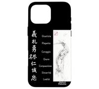 Custodia per iPhone 16 Pro Max Bushido Sumi-e Samurai 7 Virtù Kanji Giapponese in Italiano