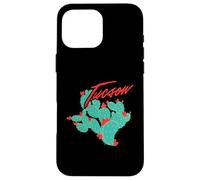 Custodia per iPhone 16 Pro Max Cactus dell'Arizona con fiori rossi Tucson Vintage Souvenir
