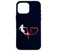 Custodia per iPhone 16 Pro Max Calcio Ragazza Battito Cuore Giocatore Femminile Calci Passione