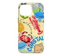Custodia per iPhone 16 Pro Max California Coastal Seafood Collage Retro Beach Food Art