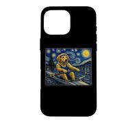 Custodia per iPhone 16 Pro Max Canottaggio Golden Retriever Art Rower Dog in barca a fila