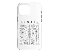 Custodia per iPhone 16 Pro Max Canottaggio Rower Otto Remo Racing Shell Barca Brevetto Vintage