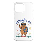 Custodia per iPhone 16 Pro Max Capybara Back To School Vibes Scuole In Let The Chaos Begin