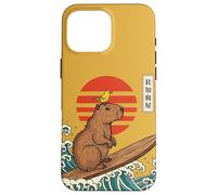 Custodia per iPhone 16 Pro Max Capybara Surf Giapponese Grande Onda Kanagawa Ukiyo-e