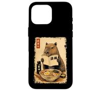 Custodia per iPhone 16 Pro Max Carino Capybara Ramen giapponese Kanji Edo Pittura