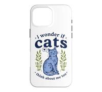 Custodia per iPhone 16 Pro Max Carino I Wonder If Cats Think About Me Too Folk Art Kitten