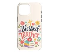 Custodia per iPhone 16 Pro Max Carino Insegnante Fede Libri Floreali Benedetto Umore