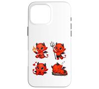 Custodia per iPhone 16 Pro Max Carino Rosso Baby Devil Character Set Forme Mania