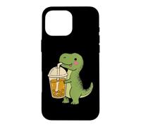 Custodia per iPhone 16 Pro Max Carino T Rex Boba Cartoon Dinosaur Bubble Tea Snack Amante
