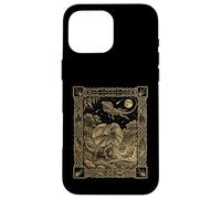Custodia per iPhone 16 Pro Max Carta dei tarocchi con lucertola dal collo celeste