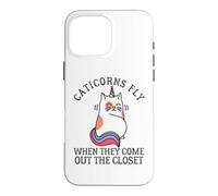 Custodia per iPhone 16 Pro Max Caticorns Fly When They coming out the closet Cat Unicorn Fun