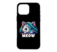 Custodia per iPhone 16 Pro Max Chibi Cat Peeking from Blanket