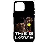 Custodia per iPhone 16 Pro Max Chocolate Lab This Is Love The Lab Padre The Lab Madre