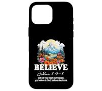 Custodia per iPhone 16 Pro Max Christian Faith Believe In Cristo Bella Montagna Scena