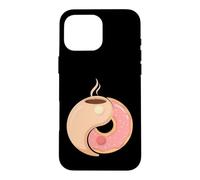 Custodia per iPhone 16 Pro Max Ciambella al caffè divertente equilibrio colazione