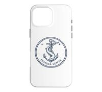 Custodia per iPhone 16 Pro Max Citazione Latina Festina Lente Ancora e Delfino Emblema
