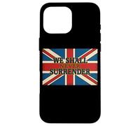 Custodia per iPhone 16 Pro Max Citazione Union Jack We Shall Never Surrender Churchill