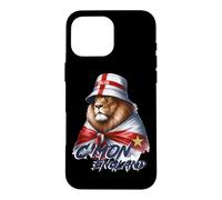 Custodia per iPhone 16 Pro Max C'mon England Blue Flag Wrapped Lion World Cup Football
