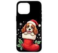 Custodia per iPhone 16 Pro Max Cocker Spaniel Calza di Natale Cucciolo Amante dei cani
