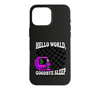 Custodia per iPhone 16 Pro Max Coder Hello World Goodbye Sleep Computer Science Retro
