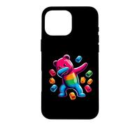 Custodia per iPhone 16 Pro Max Colorful Dabbing Gummy Bear Candy Lovers Kids Boys Bear Dab