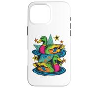 Custodia per iPhone 16 Pro Max Colorful Preppy Duck Lake Aesthetic Design